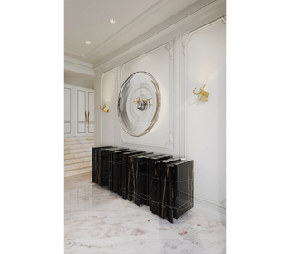 Luxury Sculptural Sideboard Cabinet with Black Gold Finish & Hidden Storage