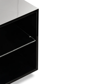 Luxury Black Gold TV Stand Cabinet with Sculptural Design & Media Storage