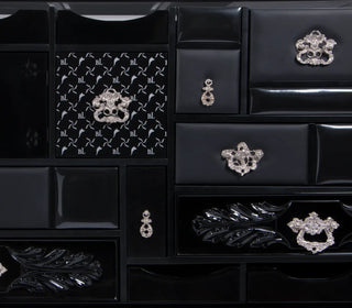 Luxury Black Sideboard Cabinet with Geometric Design & Hidden Storage