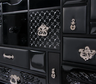 Luxury Black Sideboard Cabinet with Geometric Design & Hidden Storage