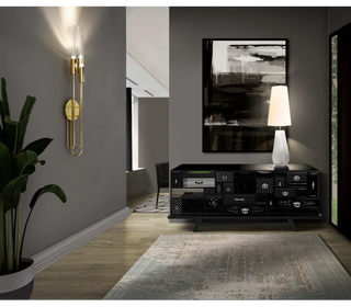 Luxury Black Sideboard Cabinet with Geometric Design & Hidden Storage
