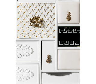 Luxury Black Sideboard Cabinet with Geometric Design & Hidden Storage
