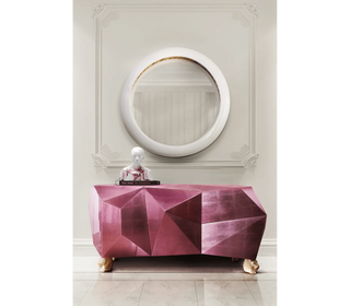 Luxury Diamond-Inspired Sideboard Cabinet with Black Gold Finish & Hidden Storage