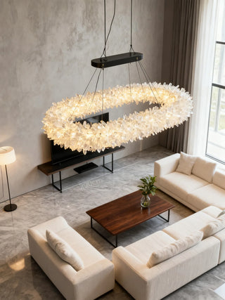 47'' Oval Modern Clear Geode Quartz Crystal Chandelier for Dining Room