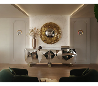 Luxury Diamond Sideboard Cabinet with Faceted Design & Hidden Storage