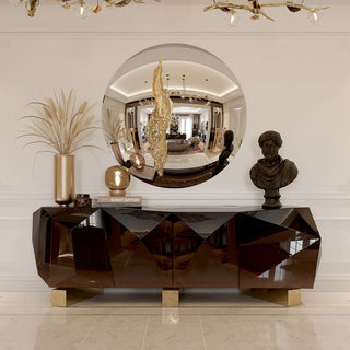 Luxury Diamond Sideboard Cabinet with Faceted Design & Hidden Storage
