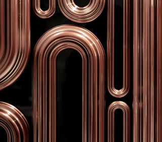 Luxury Gold Sideboard Buffet Cabinet with Sculptural Metal Design & Hidden Storage