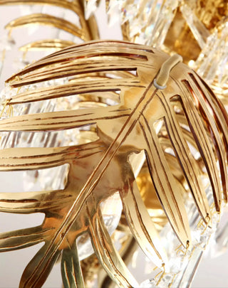 47X43 Inch 3-Layer Large Luxury Brass Chandelier Gold Palm Tree Crystal Chandelier for Entrance