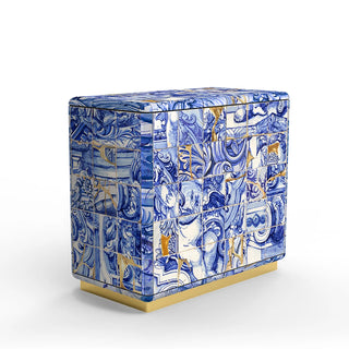 Luxury Hand-Carved Wood Sideboard Buffet Cabinet with Gold Leaf Accents & Storage