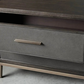 Malone Solid Wood Nightstand | Leather Inset Bedroom Storage Chest