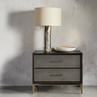 Malone Solid Wood Nightstand | Leather Inset Bedroom Storage Chest
