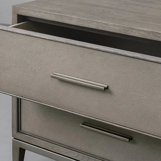 Malone Solid Wood Nightstand | Leather Inset Bedroom Storage Chest