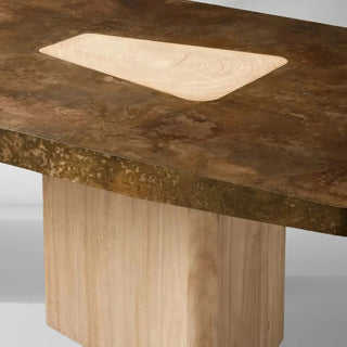Marea Rectangle Dining Table (Guanacaste Wood Oxidized Aluminum)