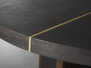 Mihaela Oak Round Dining Table (Wine Barrel Finish)