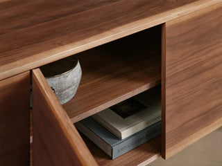 Mihaela Solid Oak Media Console - Retro Wood TV Stand & Entertainment Center for Living Room