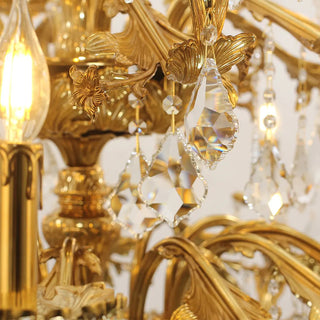 51X68 Inch 30 Lights Tiered Brass and Crystal Chandelier for Foyer