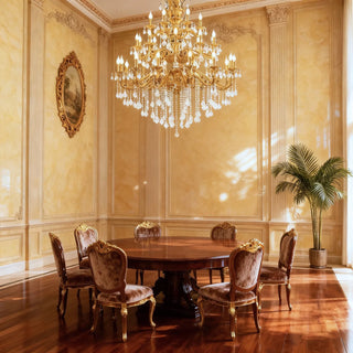 51X68 Inch 30 Lights Tiered Brass and Crystal Chandelier for Foyer