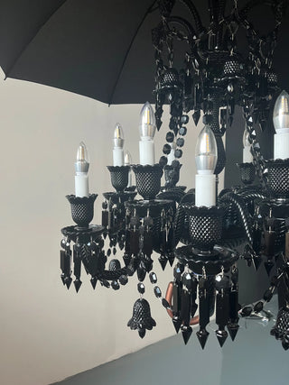 12 Lights Black Baccarat Crystal Lighting with Umbrella