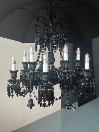 12 Lights Black Baccarat Crystal Lighting with Umbrella