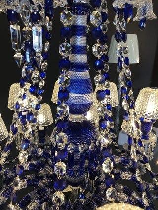 12 Lights Replica Baccarat Chandelier Blue & Clear Baccarat Crystal Lighting