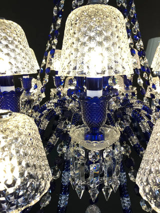 12 Lights Replica Baccarat Chandelier Blue & Clear Baccarat Crystal Lighting