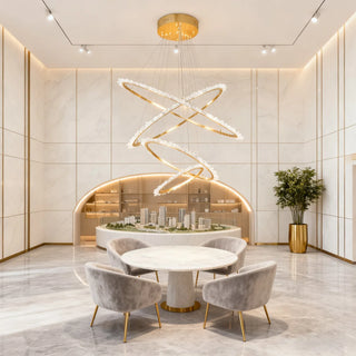(16+24+31.5+40) Inch 4 Rings Quartz Crystal Chandelier Modern Suspended Hanging Light