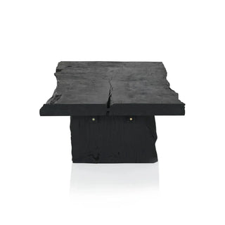 Nobu Wood Rectangular Coffee Table Sofa Center Tea Table Burnt Noir Finish