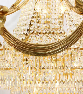 59X79 Inch Large Foyer Chandelier Gold Crystal Chandelier Lighting for High Ceiling