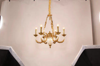 6 Lights Small Empire Style Antique Brass Chandelier Gold Chandelier for Study Room 26X26 Inch