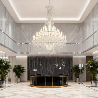 65 Lights Big Foyer Crystal Lighting 71X87 Inch Extra Large Chandelier for High Ceilings