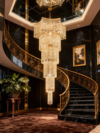 75 Inch Tall 6 Layers Staircase Chandelier 33"W  75" H