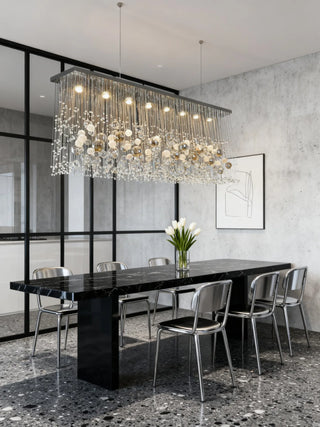 8 Lights Rectangle Modern Ceiling Chandelier 14"W 26"H