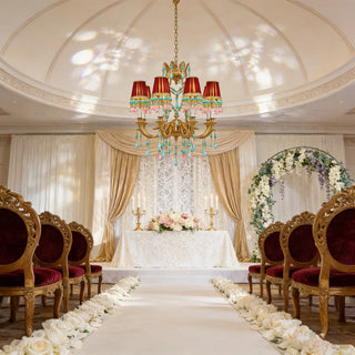 8 Lights Small Copper Crystal Chandelier Luxury Colorful Wedding Chandelier Light