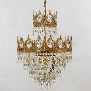 Set of 2 9-Inch Mini Kitchen Island Pendant Lights, Empire Style Brass Crystal Pendant Lighting