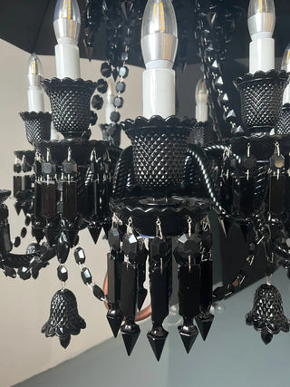 Baccarat Inspired Lustre Black Baccarat Crystal Lighting 12 Lights Chandelier