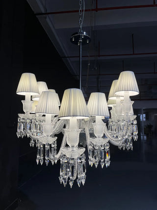16 Lights Replica Ellipse Baccarat Crystal Lighting Dining Room Chandelier with Lampshades