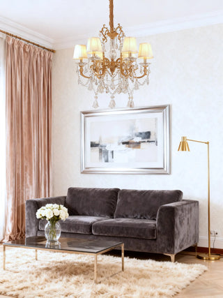 Compact 28X28 Inch 6-Light Candle Style Antique Brass Crystal Chandelier – Perfect for Bedroom Small Dining Area Entryway
