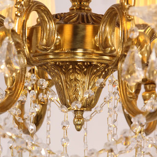 Compact 28X28 Inch 6-Light Candle Style Antique Brass Crystal Chandelier – Perfect for Bedroom Small Dining Area Entryway