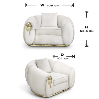 Luxury Sculptural Armchair with Polished Brass Accents & Vintage Contemporary Design