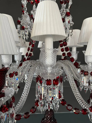 Customize Paris Baccarat Chandelier Clear & Red Crystal Chandelier with 36 Lampshades