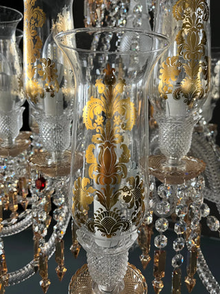 Customize Zenith Chandelier Clear & Amber Baccarat Crystal Lighting 12 Lights