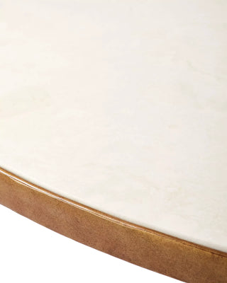 Beaumont Round Stone Dining Table, 55" Gilded Iron
