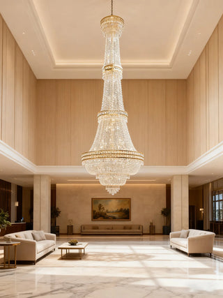 Exatra Tall Crystal Chandelier for Lobby 71"W 177"H