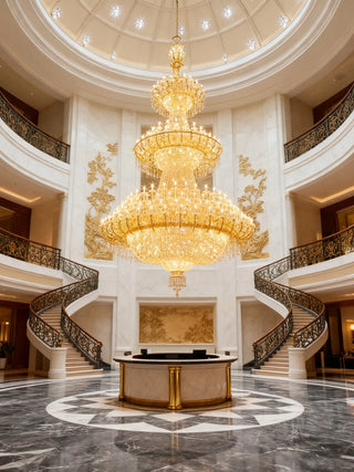 Extra Large Crystal Chandelier Lighting for Hotel Hall 138"W 236"H