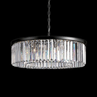 French Art Deco K9 Crystal Round Chandelier