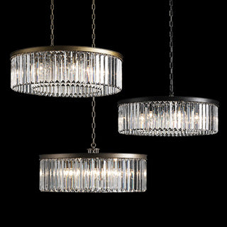 French Art Deco K9 Crystal Round Chandelier
