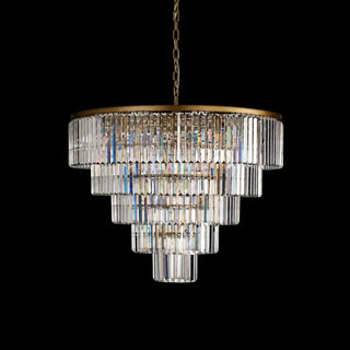 French Art Deco Tiered K9 Crystal Round Chandelier