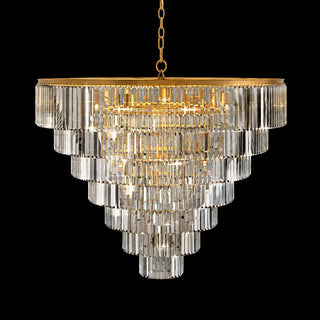 French Art Deco Tiered K9 Crystal Round Chandelier