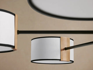 French-Inspired Black & White Fabric Round Chandelier