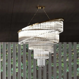 Gold Plated Spiral Crystal Designer Chandelier 39"W 39"H